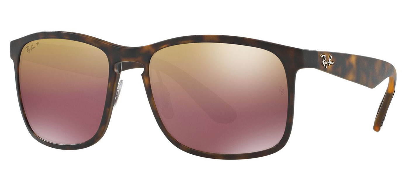 Ray Ban Rb Sunglasses Matte Havana Purple Mirror Chromance