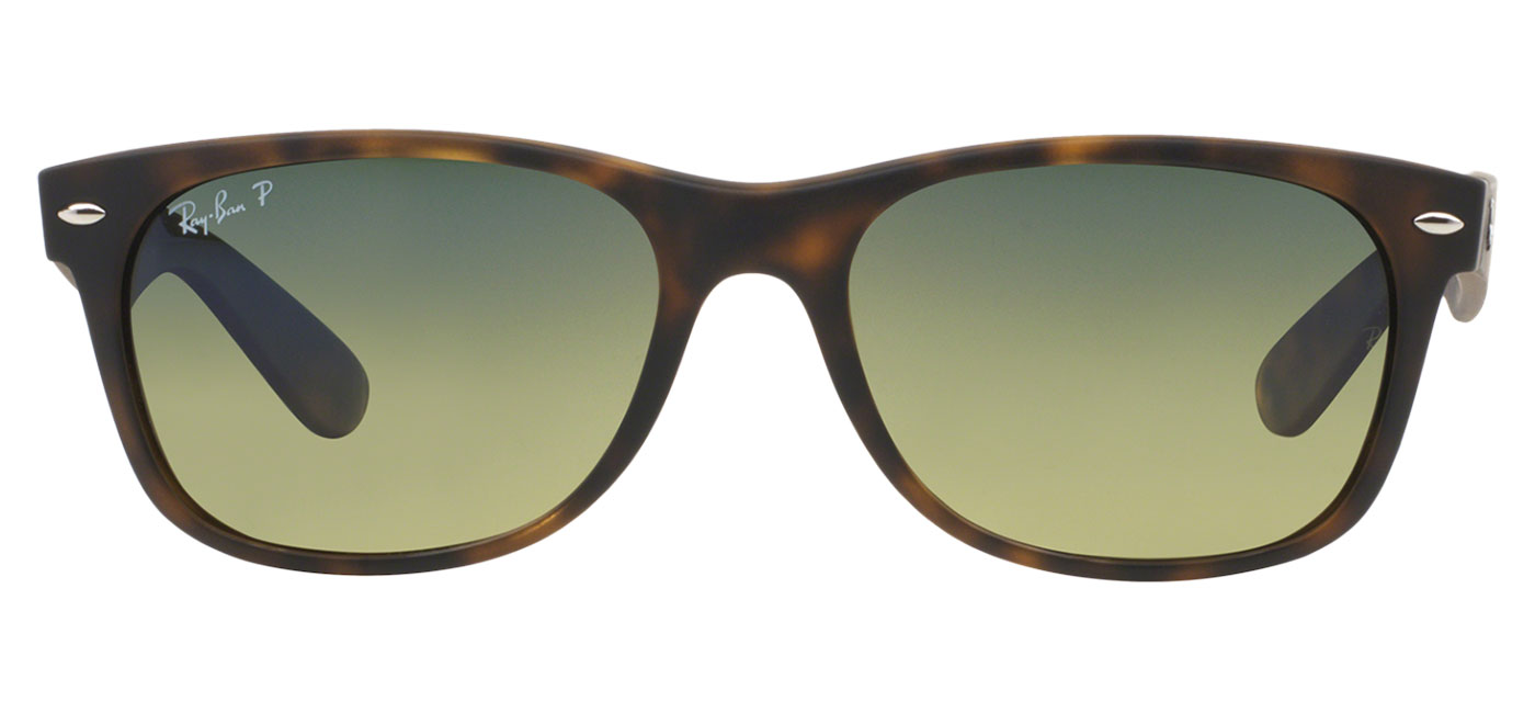 Ray-Ban RB2132 New Wayfarer Sunglasses - Matte Tortoise / Blue-Green ...