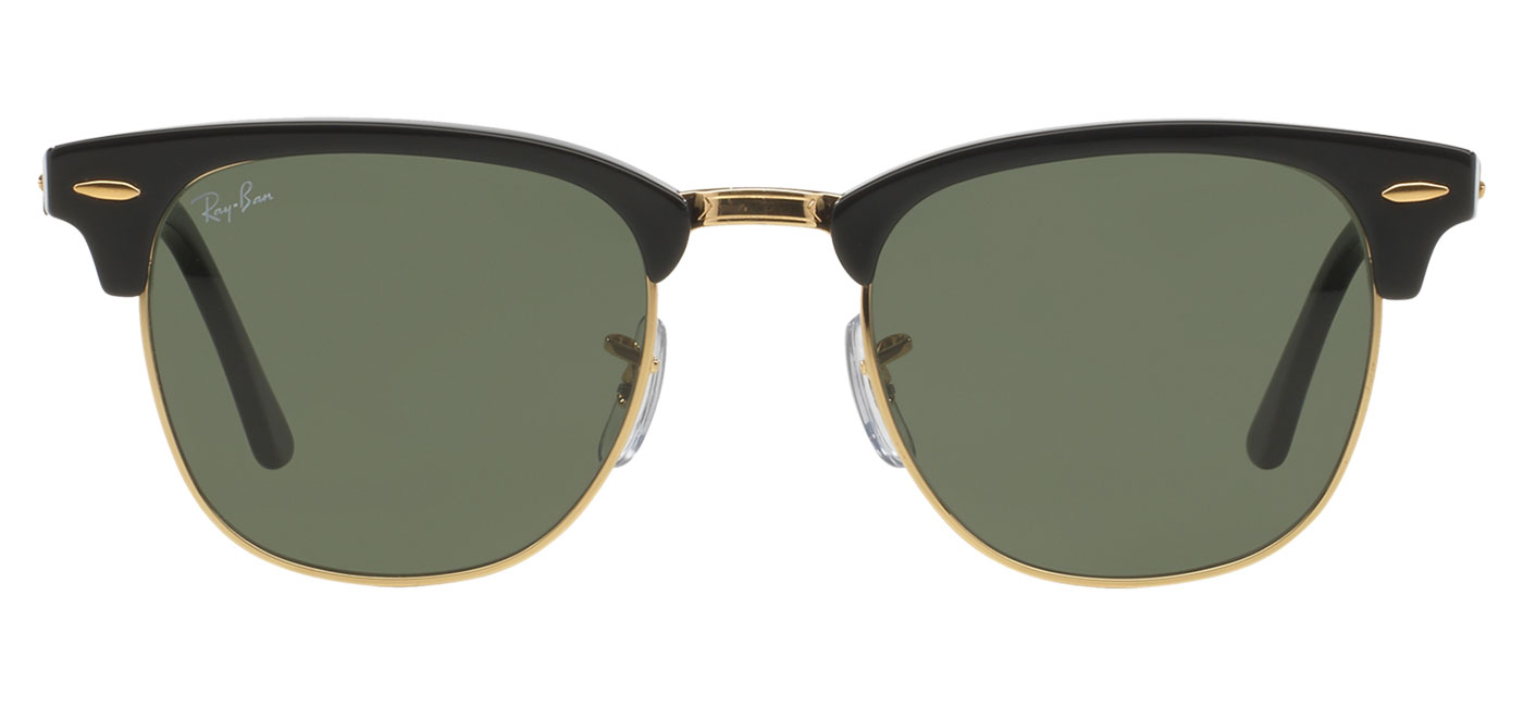 Ray-Ban RB3016 Clubmaster Sunglasses - Black & Gold / Green - Tortoise ...