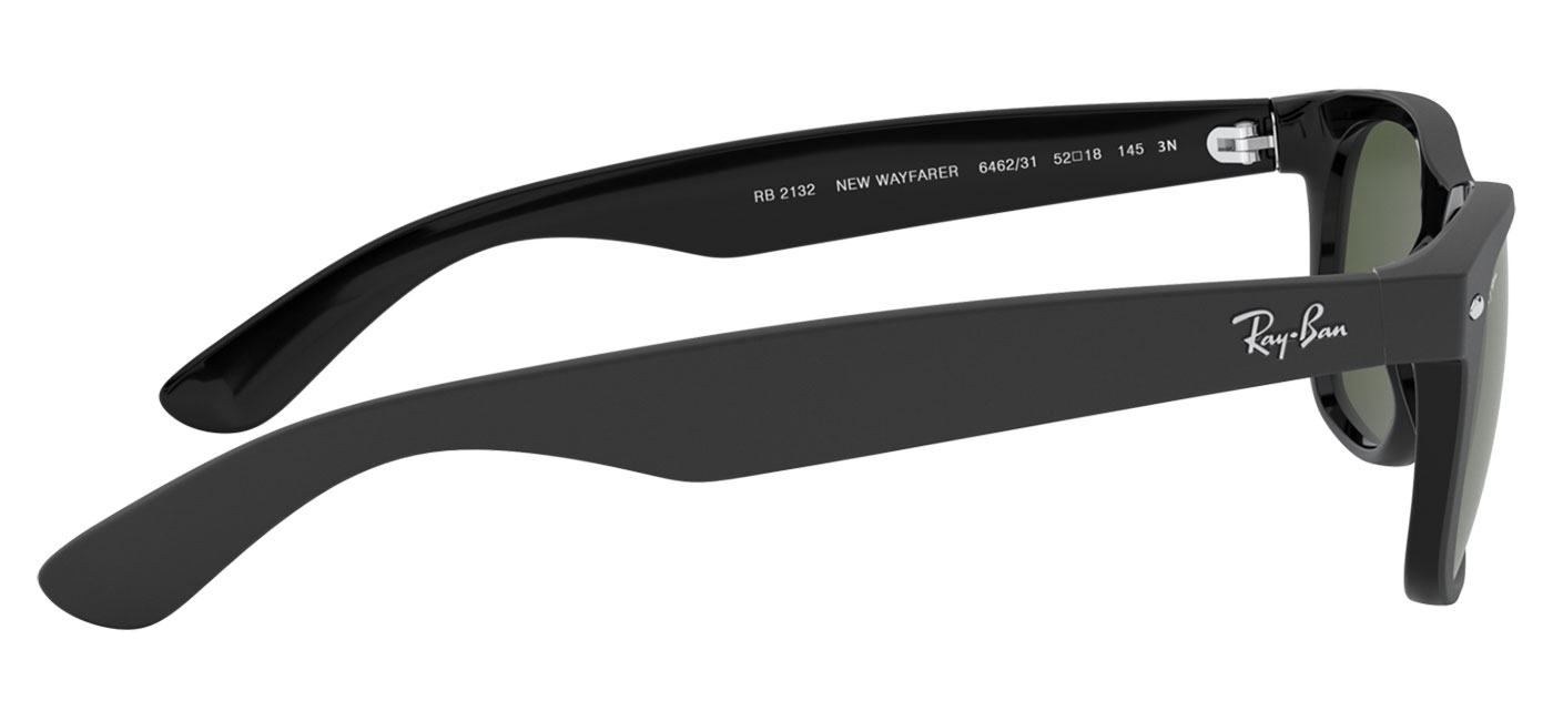 Ray-Ban RB2132 New Wayfarer Sunglasses - Rubber Black on Shiny Black ...