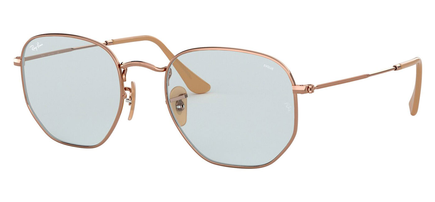 Ray Ban Rb3548n Hexagonal Flat Lens Sunglasses Copper Evolve Light