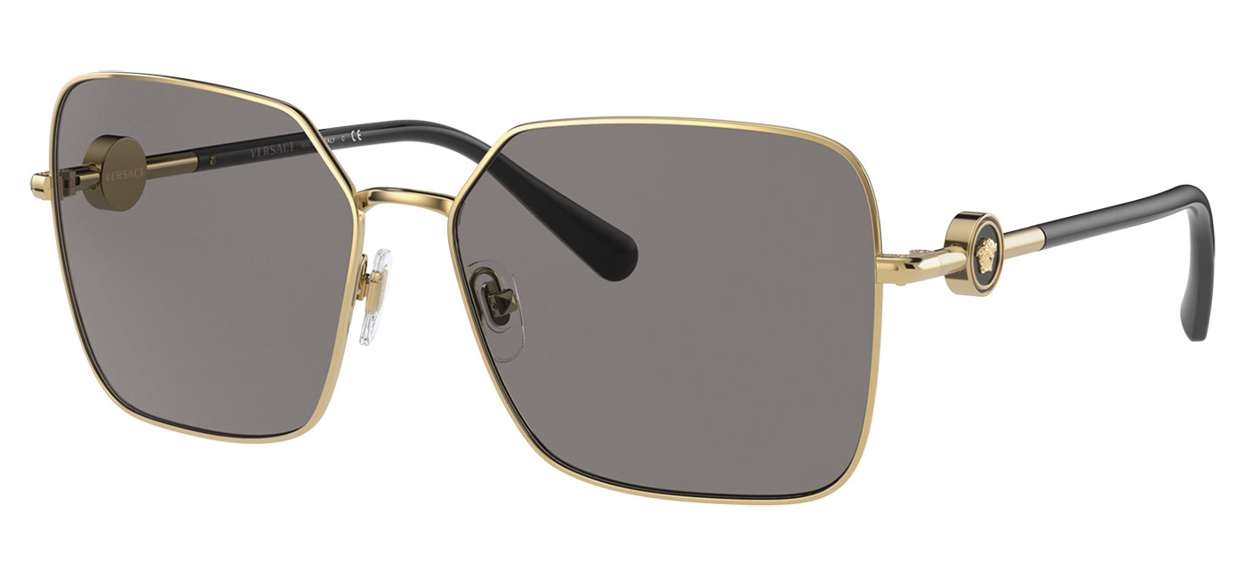 Versace VE2227 Prescription Sunglasses - Gold / Dark Grey - Tortoise+Black