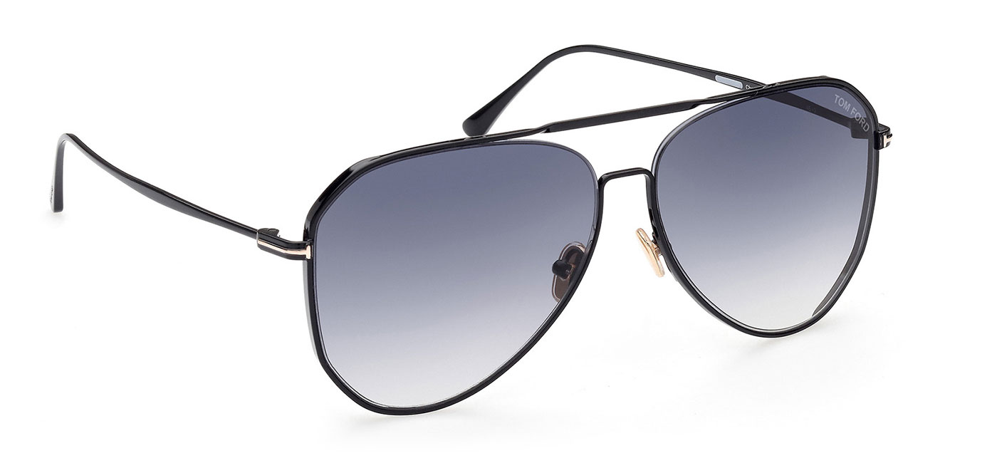 Tom Ford FT0853 Charles-02 Sunglasses - Shiny Black / Gradient Smoke -  Tortoise+Black