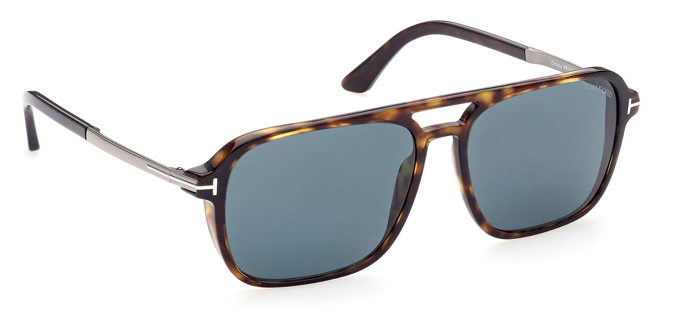 Tom Ford FT0910 Crosby Sunglasses - Dark Havana / Blue - Tortoise+Black