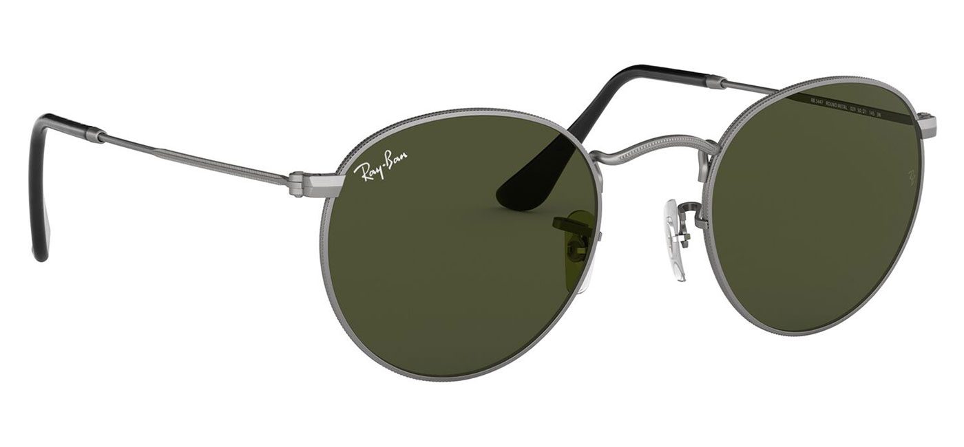 Ray Ban Rb3447 Round Metal Sunglasses Matte Gunmetal Green Tortoiseblack 8331