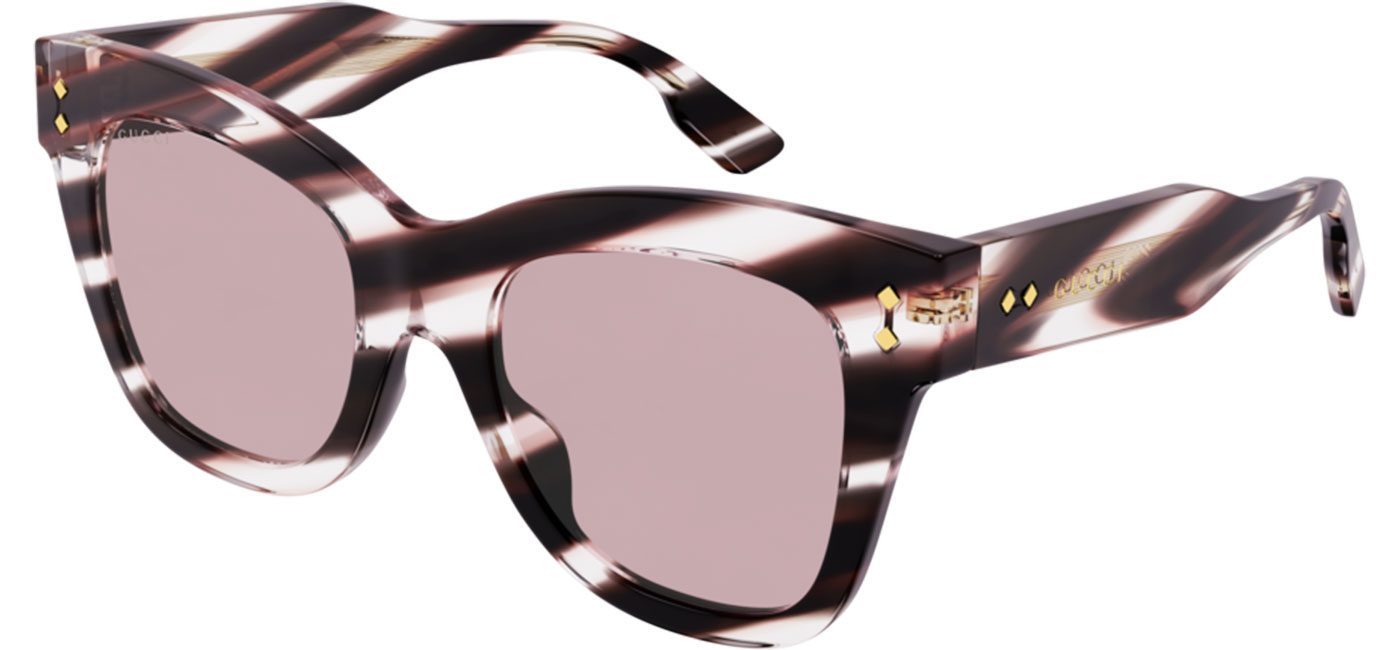 Gucci GG1082S Sunglasses - Striped Pink Havana / Pink - Tortoise+Black