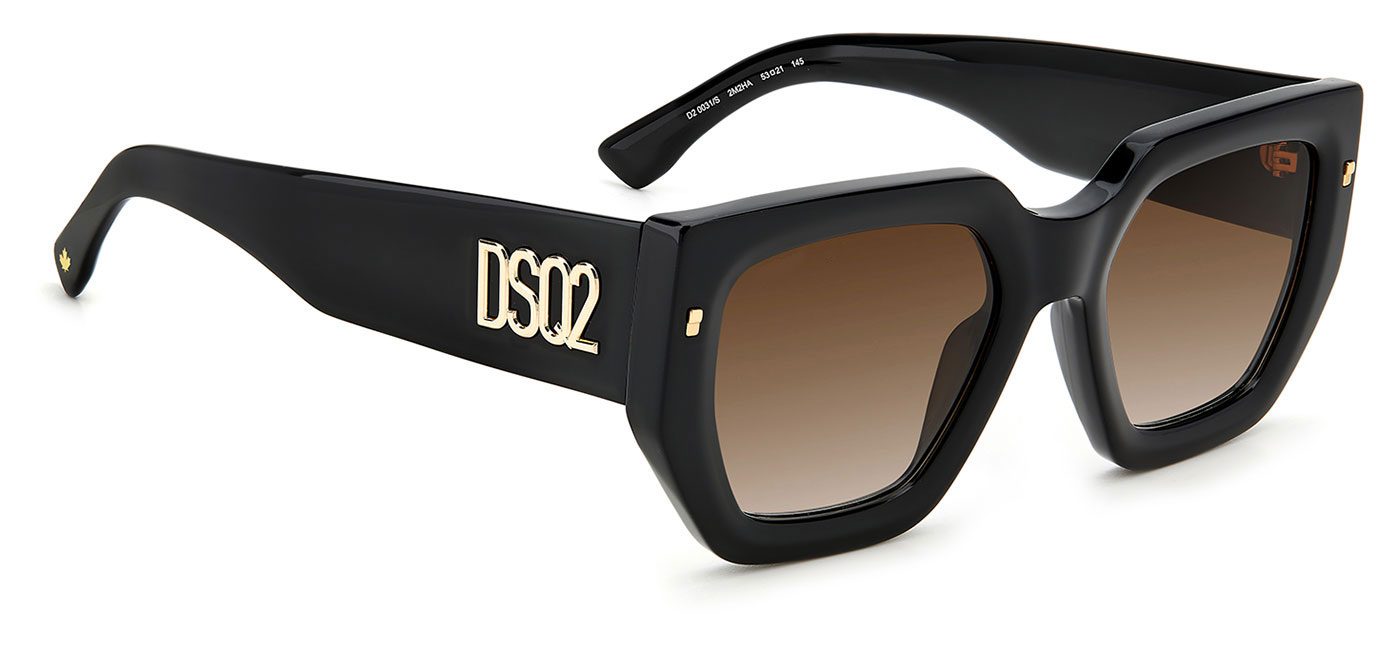 DSQUARED2 0031/S Prescription Sunglasses - Black & Gold / Brown ...