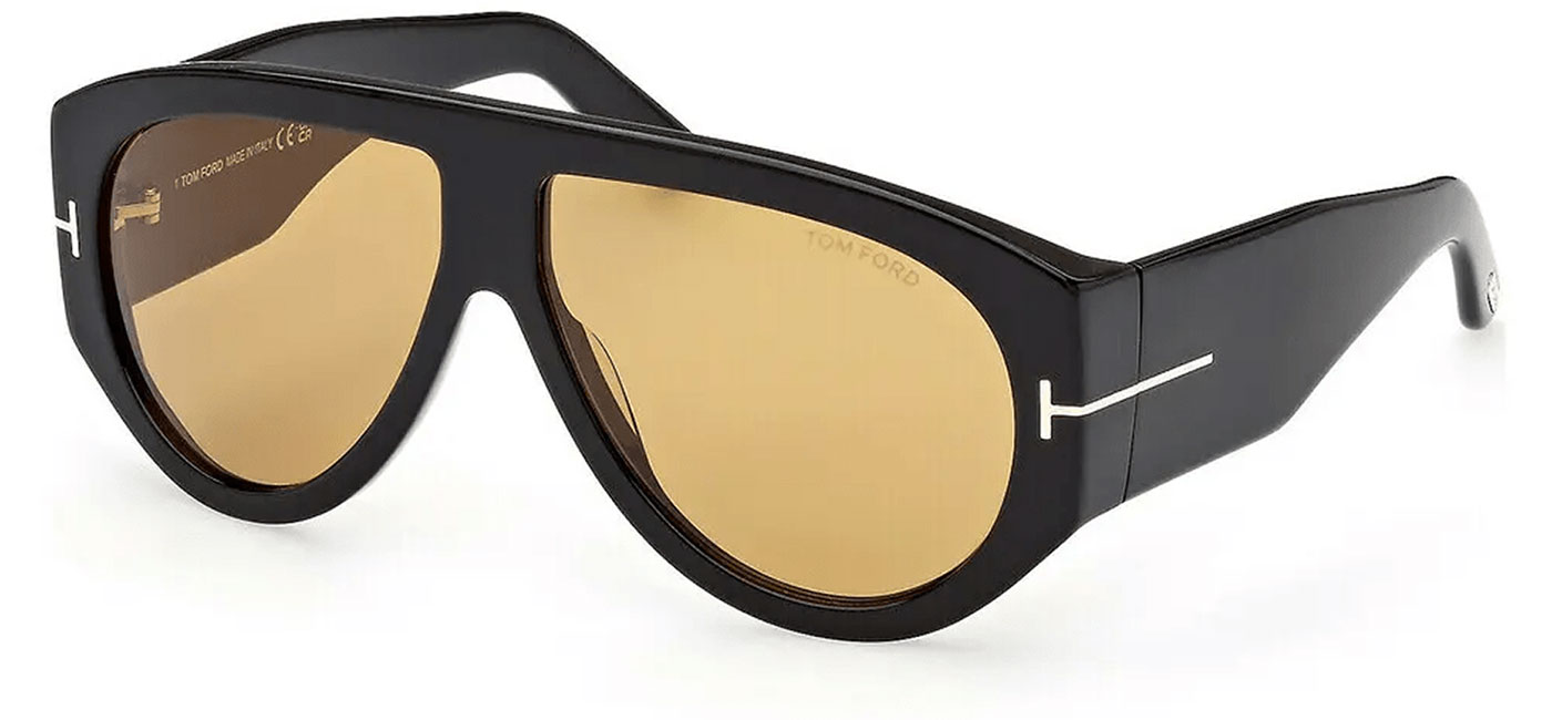 Tom Ford FT1044 Bronson Sunglasses - Shiny Black / Brown - Tortoise+Black