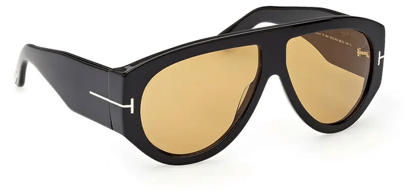 Tom Ford FT1044 Bronson Sunglasses - Shiny Black / Brown - Tortoise+Black