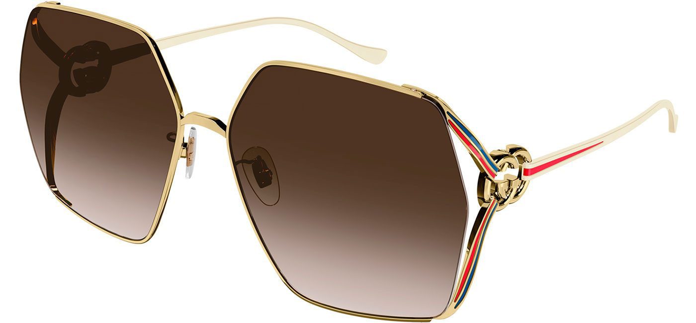 Gucci GG1322SA Prescription Sunglasses - Gold & Ivory / Brown Gradient ...