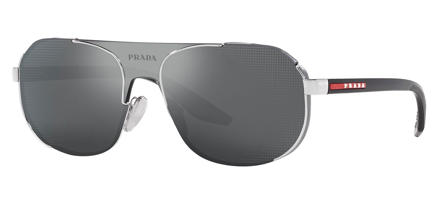 Prada Linea Rossa PS53YS Sunglasses Silver Grey Mirror Black