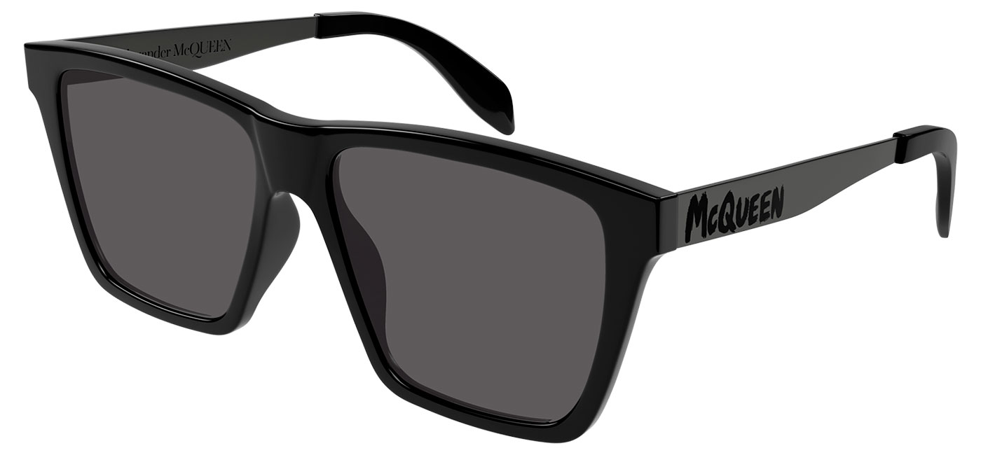 Alexander McQueen AM0352S Prescription Sunglasses - Black and Gunmetal ...