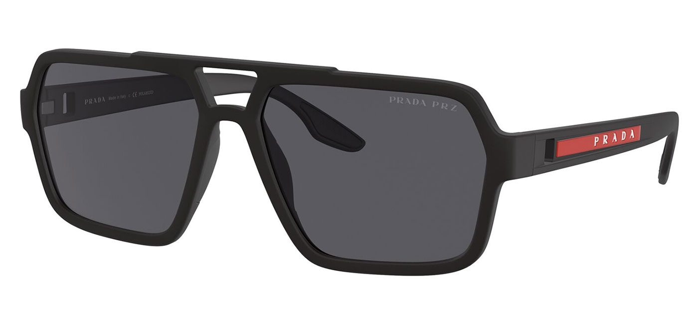 Prada Linea Rossa PS01XS Sunglasses Black Rubber Dark Grey