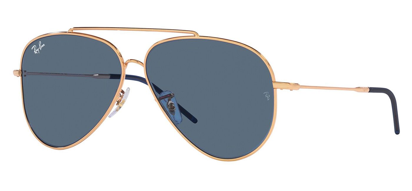 Ray Ban RBR0101S Aviator Reverse Sunglasses Rose Gold Dark Blue Tortoise Black